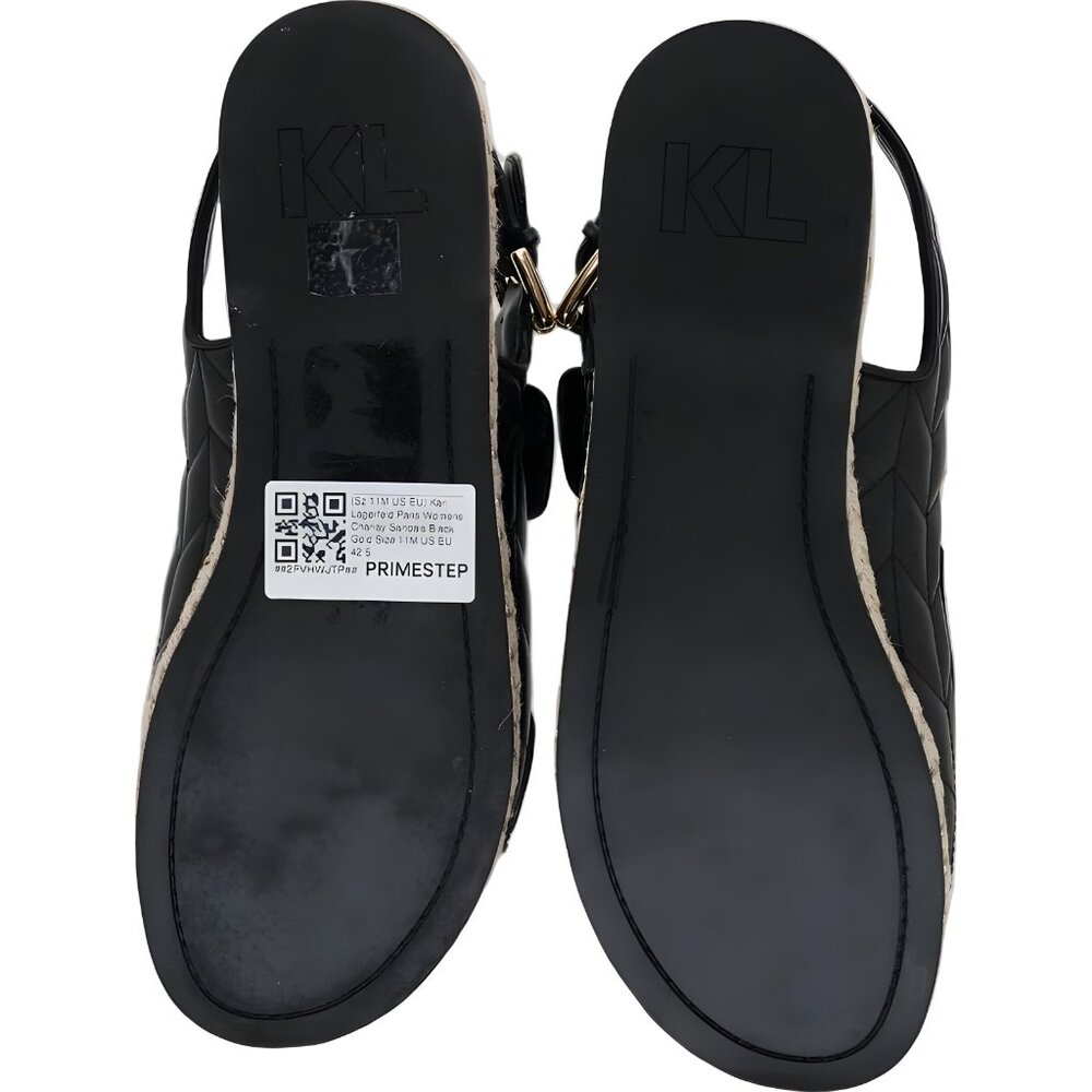 Black Quilted Logo Stud Espadrille Sandals - Unknown Brand - Picture 6 of 6